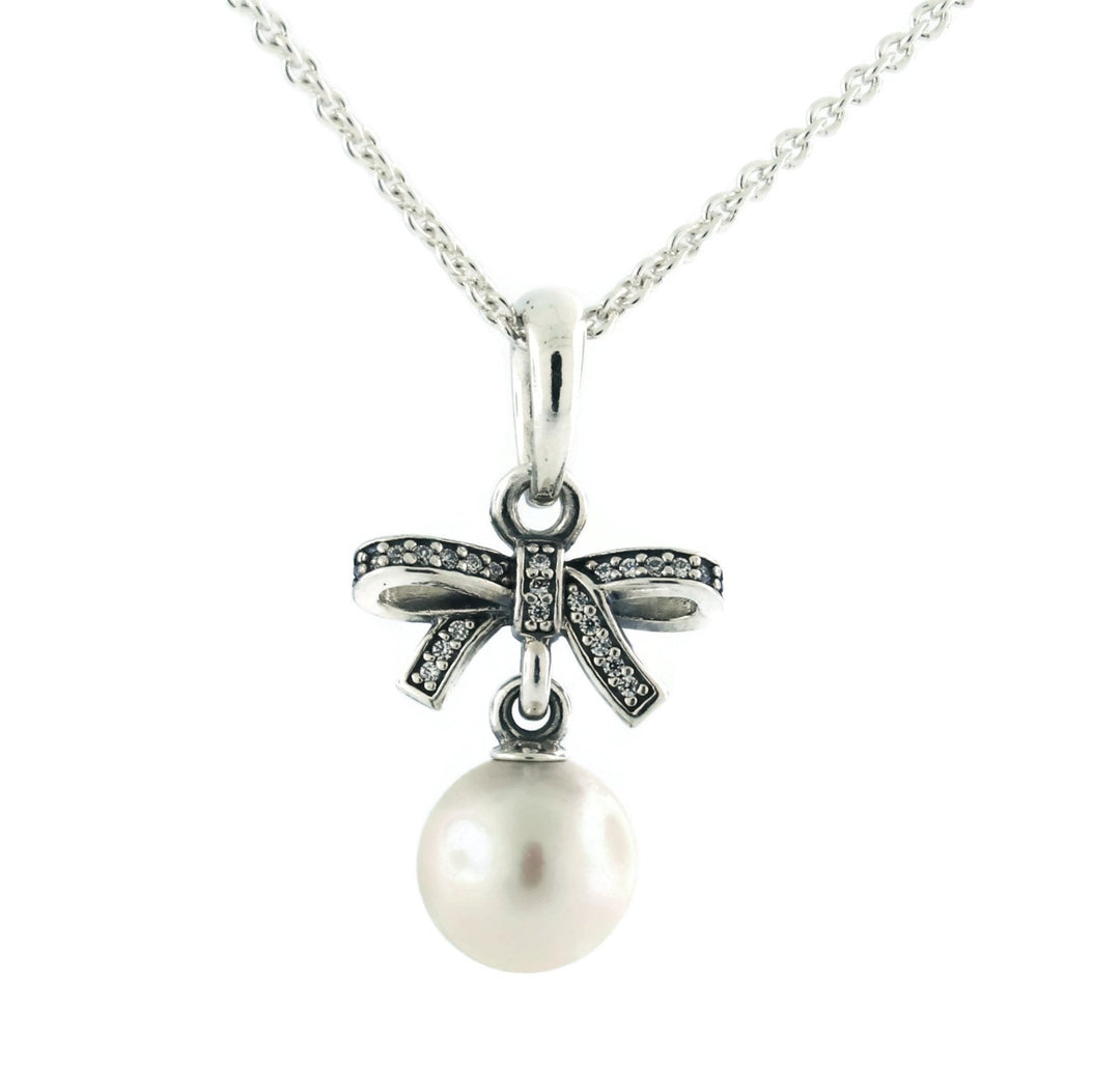 PANDORA Delicate Sentiments, White Pearl & Clear CZ Pendant 390380P - 70 - Tivoli Jewelers