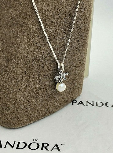 PANDORA Delicate Sentiments, White Pearl & Clear CZ Pendant 390380P - 70 - Tivoli Jewelers