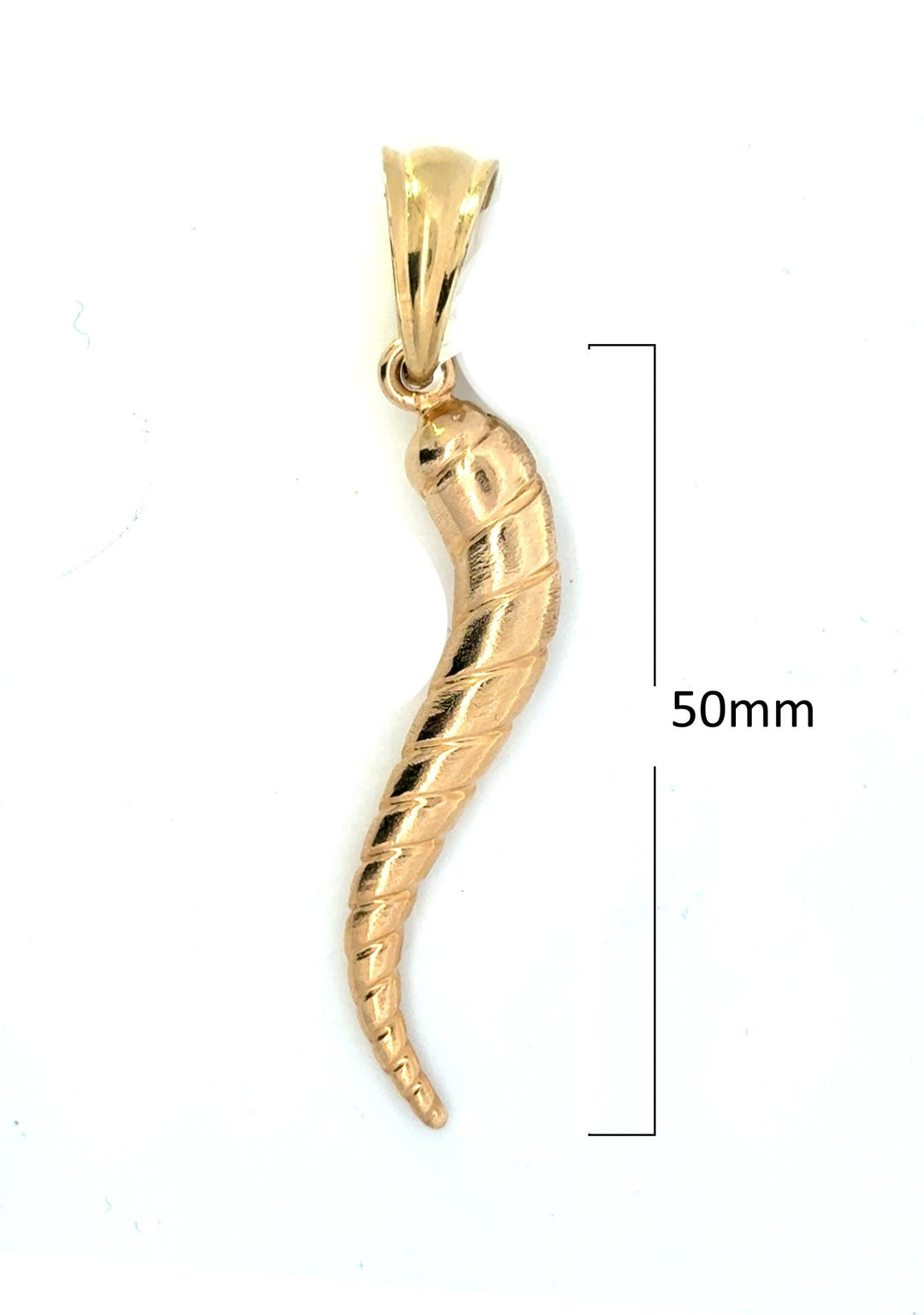 Solid Gold 14 Karat 50MM Italian Horn Pendant - Tivoli Jewelers