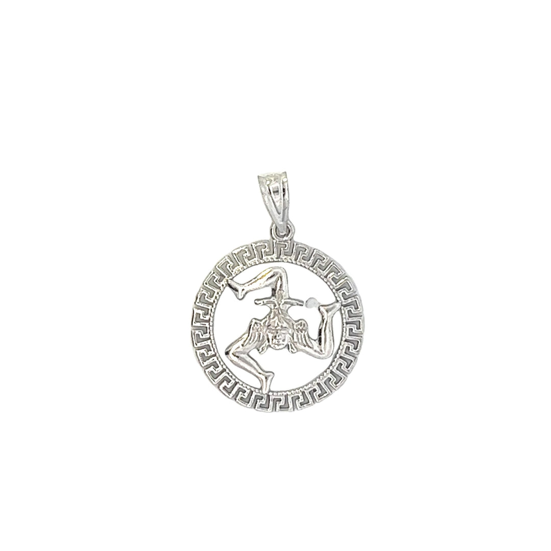14 Karat White Gold Trinacria Pendant with Key Bezel small 18mm - Tivoli Jewelers