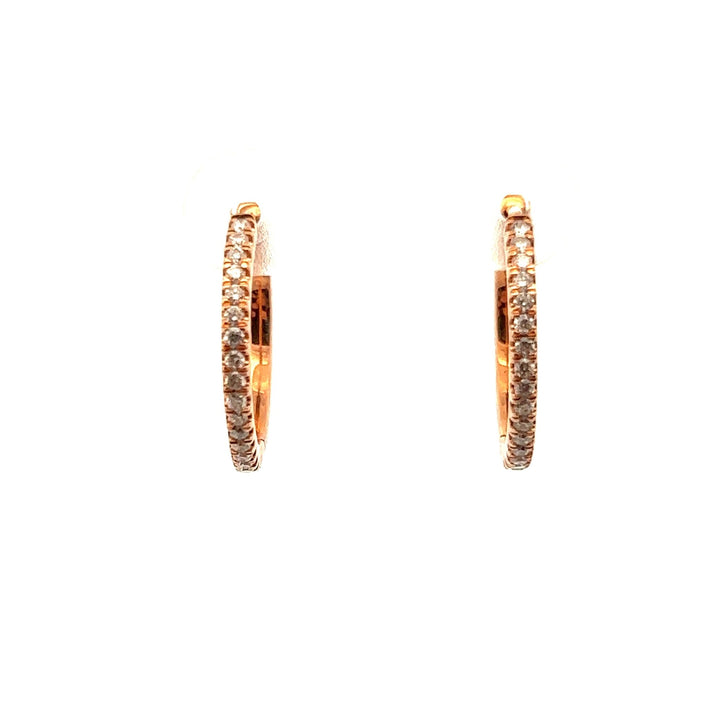 14K Rose Gold Diamond Hoop Earrings - Tivoli Jewelers