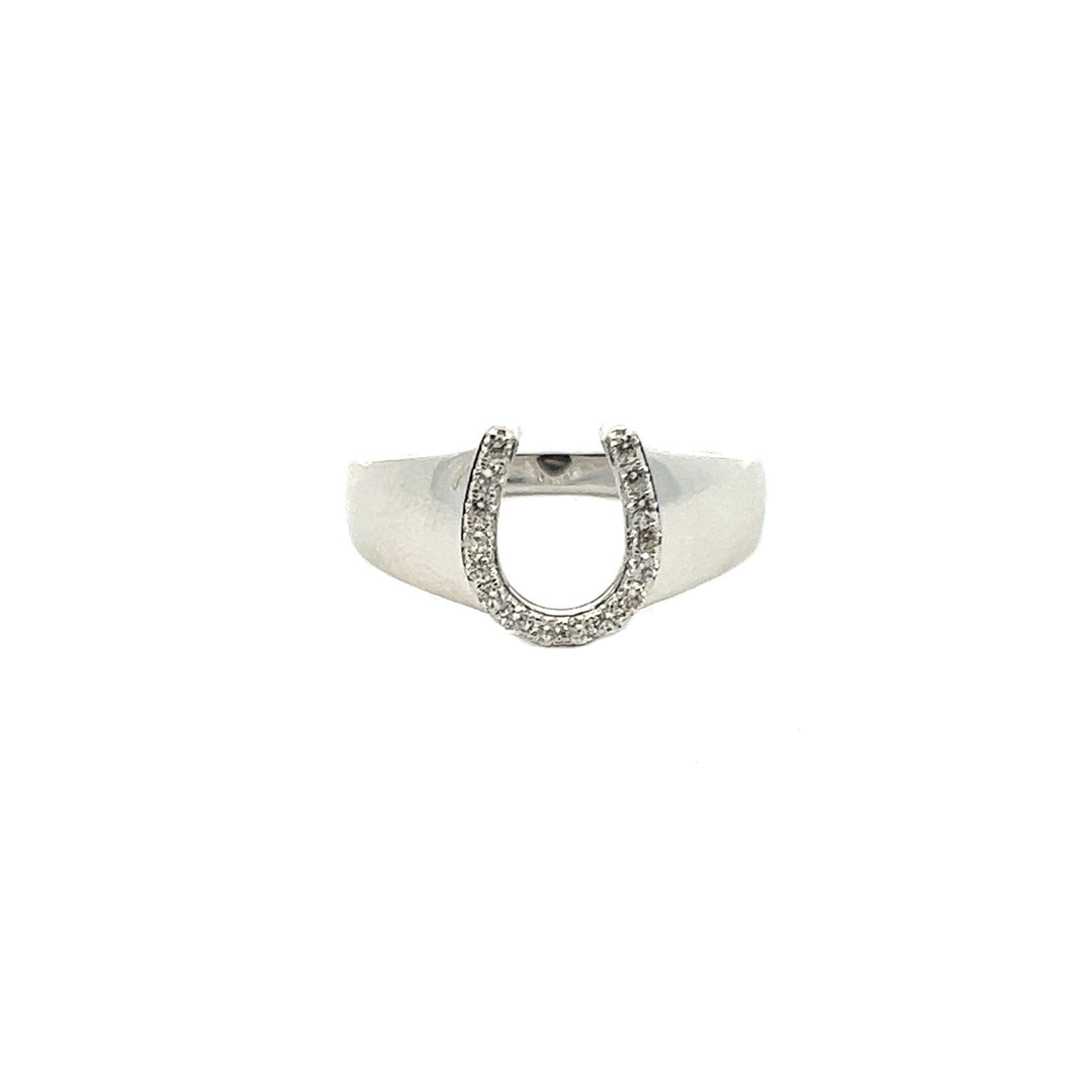 14K White Gold and Diamond Horseshoe Ring - Tivoli Jewelers