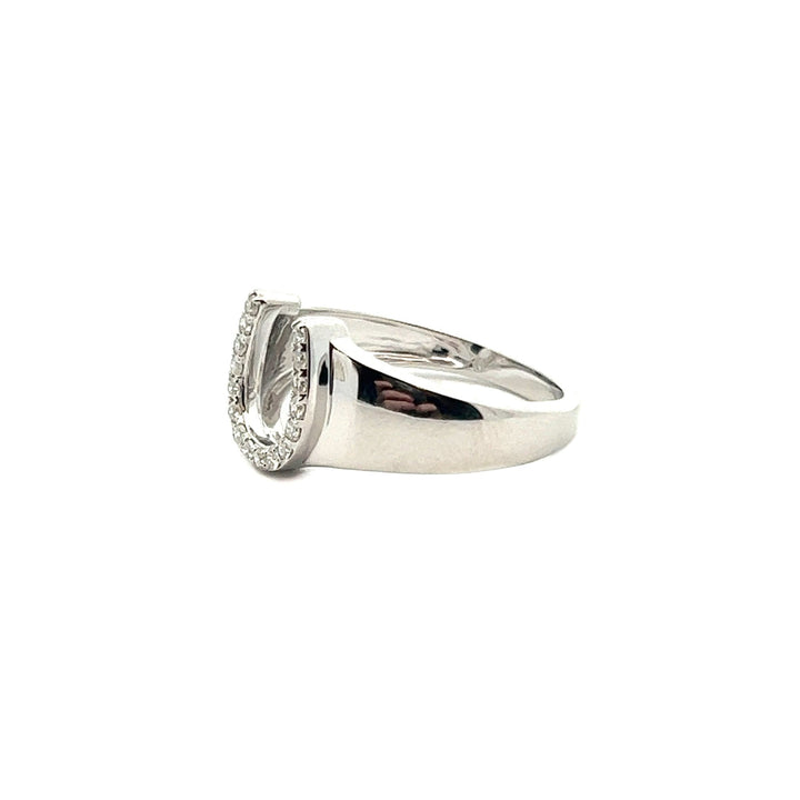 14K White Gold and Diamond Horseshoe Ring - Tivoli Jewelers