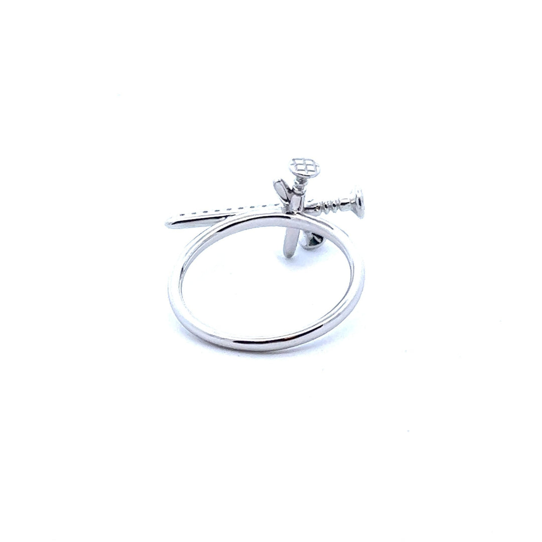 14K White Gold Cross Nail Ring - Tivoli Jewelers
