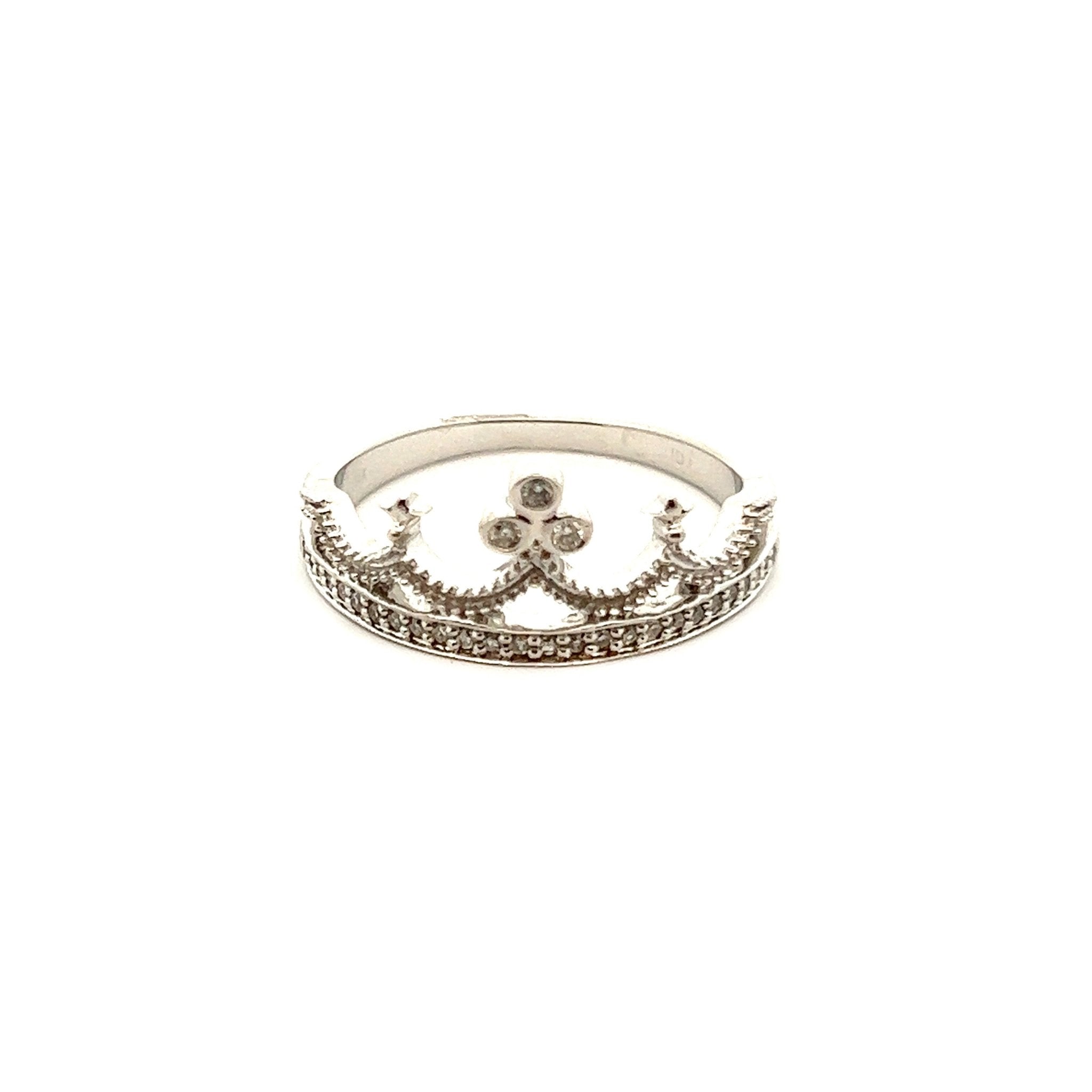 Baguette and Round Diamond Crown Ring - URBAETIS Fine Jewelry