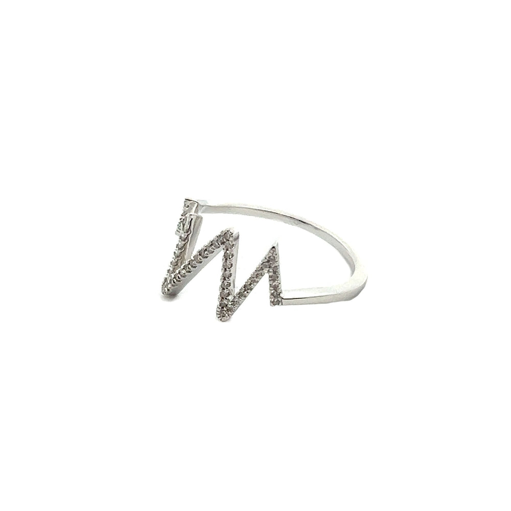 14K White Gold Diamond Heartbeat Ring - Tivoli Jewelers