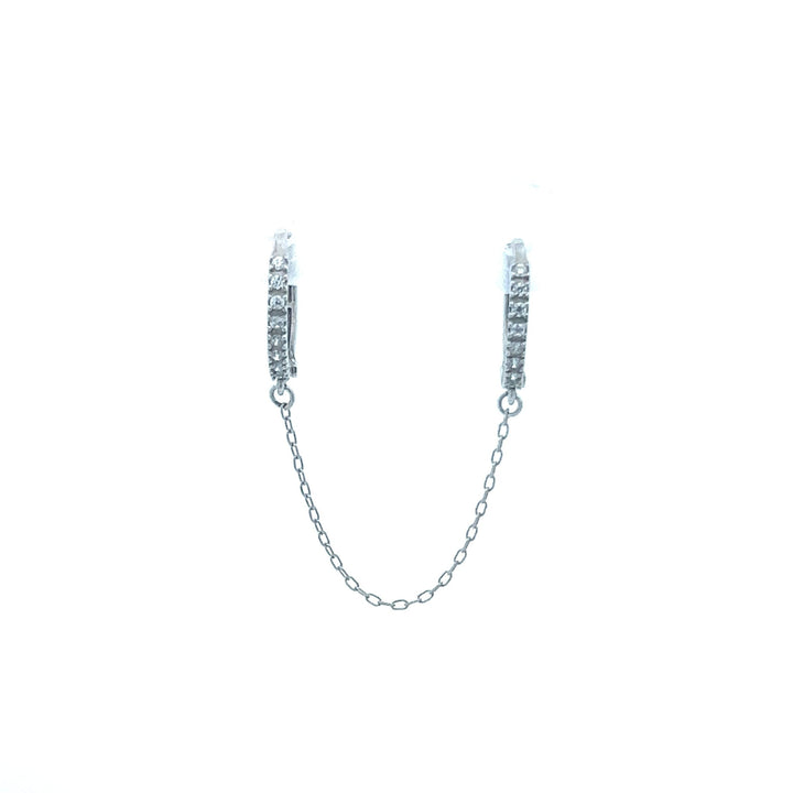 14K White Gold Hoop and Chain Climber Earring - Tivoli Jewelers
