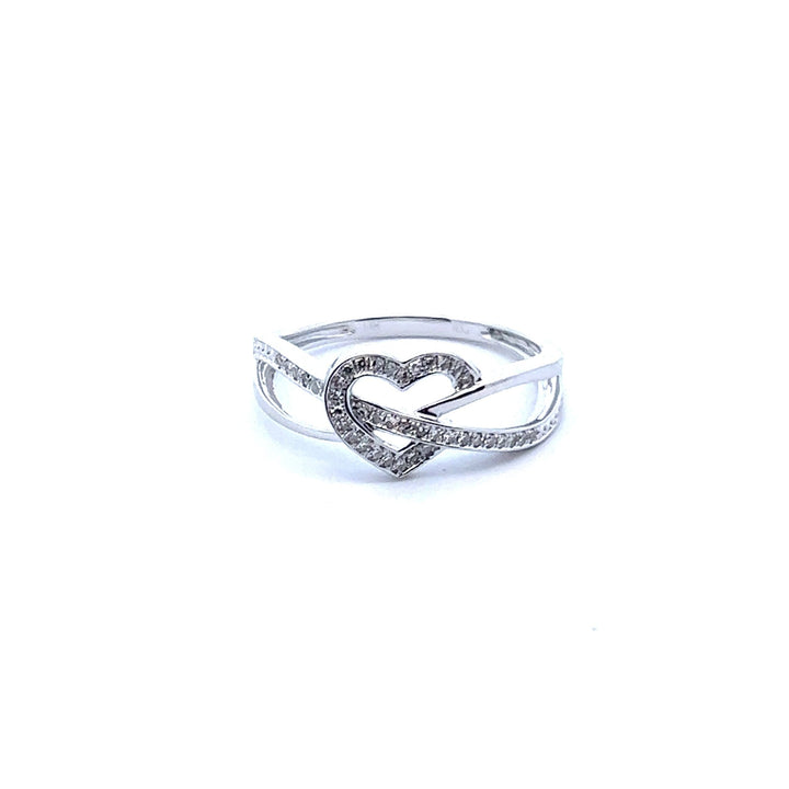 14K White Gold Interwoven Heart Diamond Ring - Tivoli Jewelers