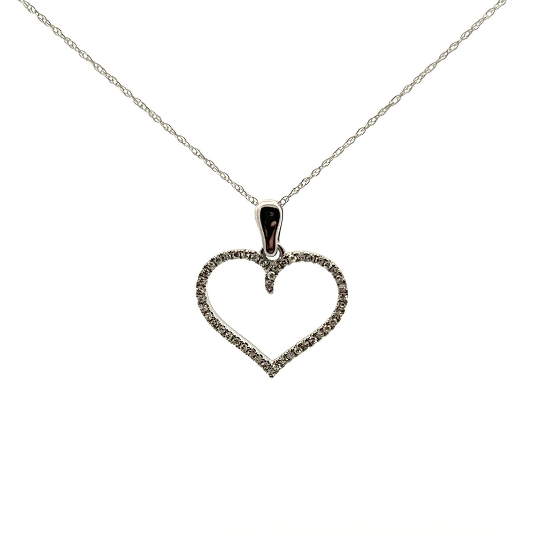 14k White Gold Perfect Open Heart Diamond Necklace - Tivoli Jewelers
