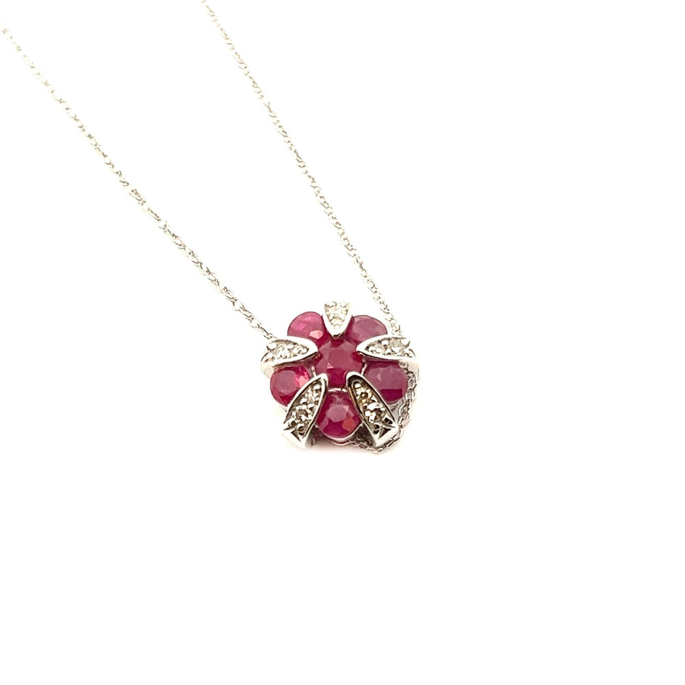 14k White Gold Ruby Pentagon Necklace - Tivoli Jewelers