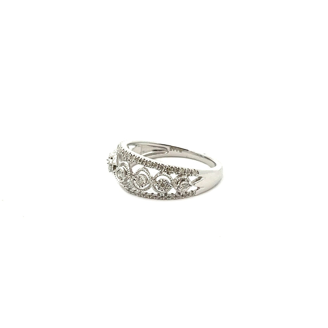 14K White Gold Spiral Diamond Ring - Tivoli Jewelers