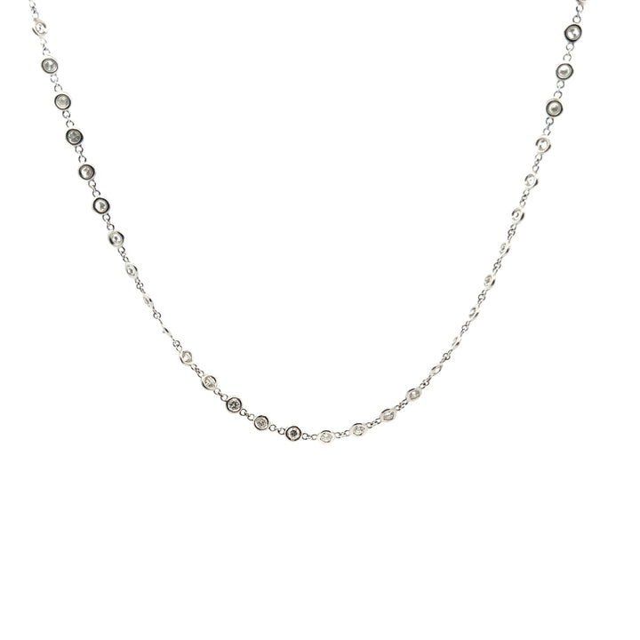 14k White Gold Station Necklace with Diamonds - Tivoli Jewelers