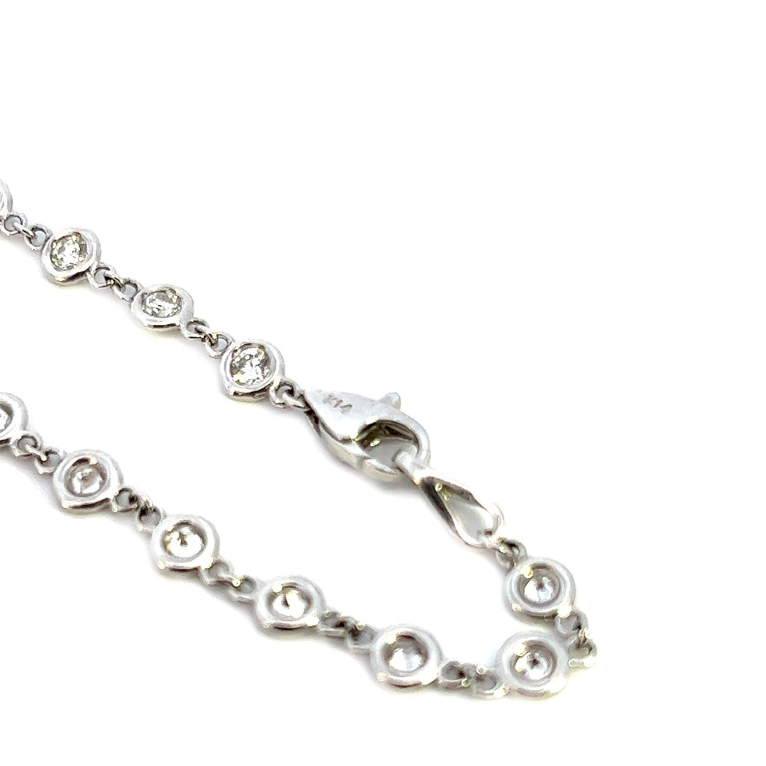 14k White Gold Station Necklace with Diamonds - Tivoli Jewelers