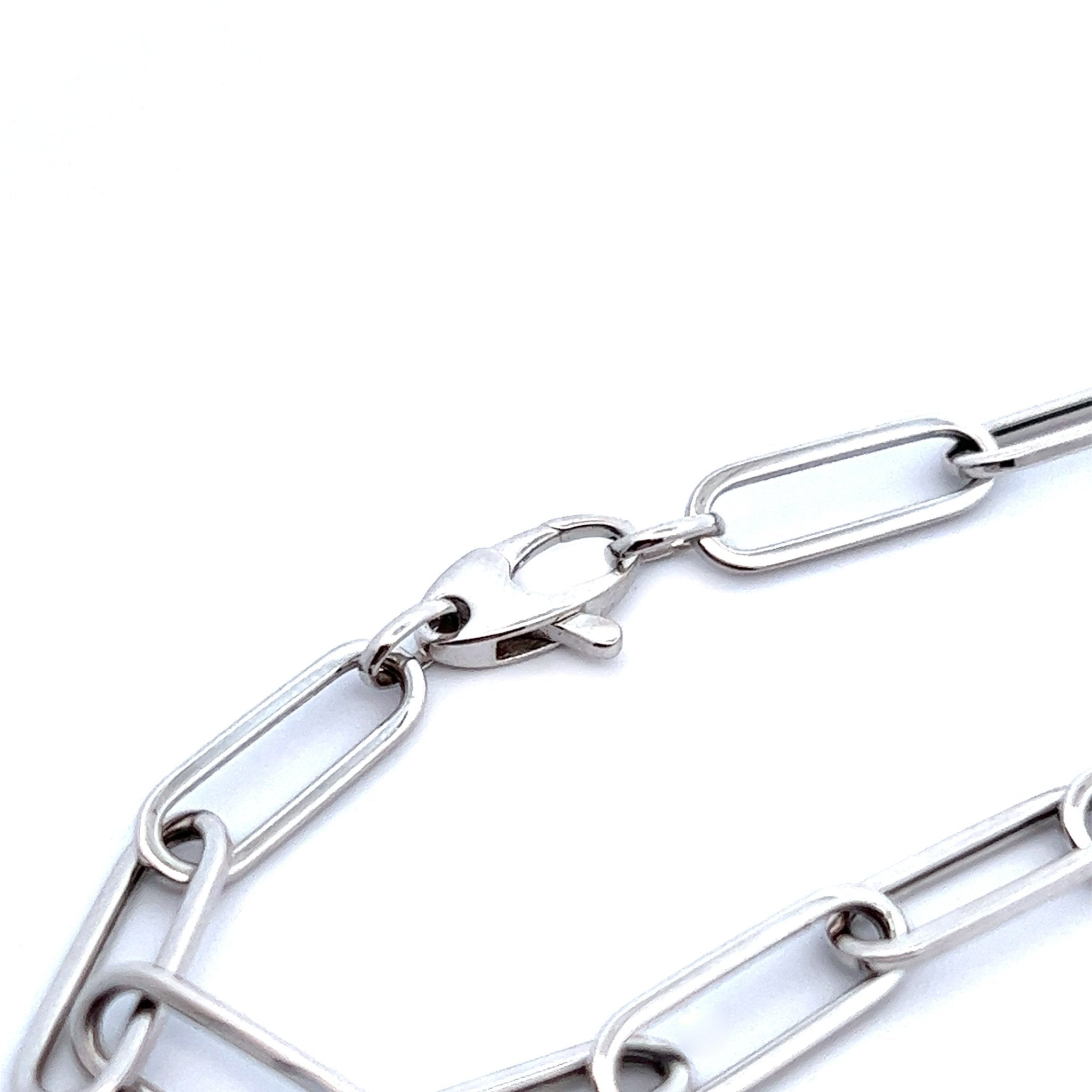 14K White Gold Triple Diamond Link Paper Clip Necklace – Tivoli