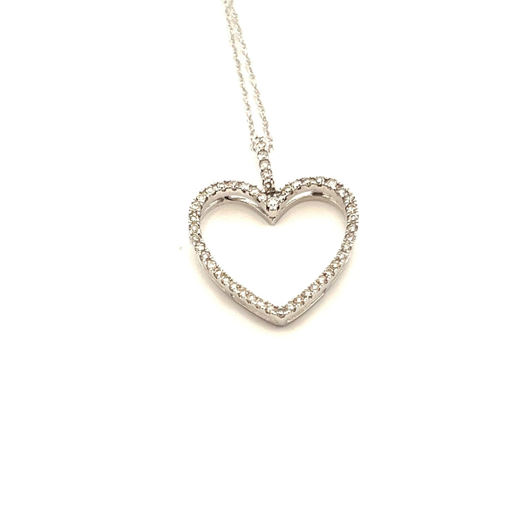 14k White Gold Wide Open Heart Diamond Necklace - Tivoli Jewelers