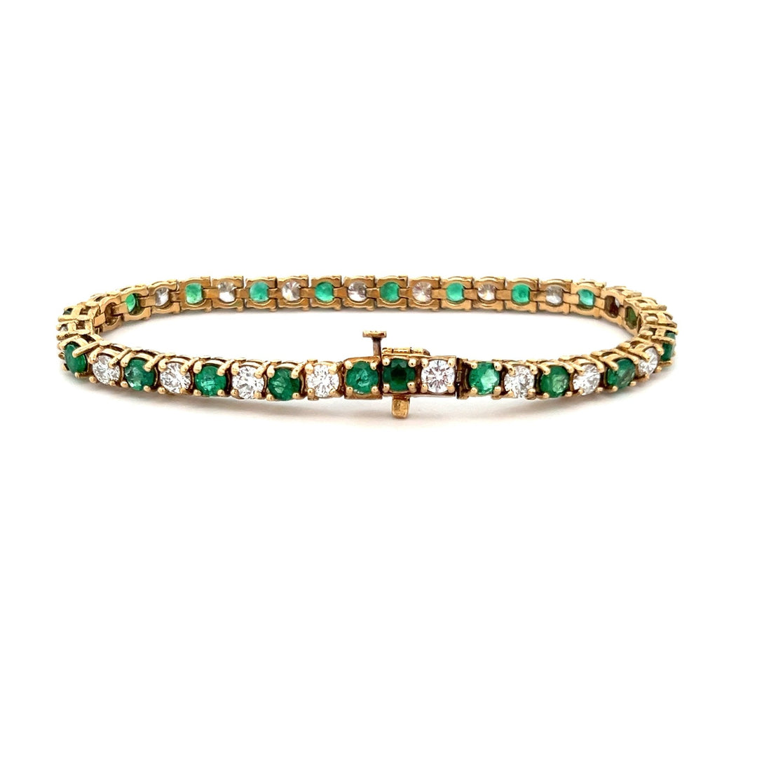 14k Yellow Gold Diamond and Emerald Bracelet - Tivoli Jewelers