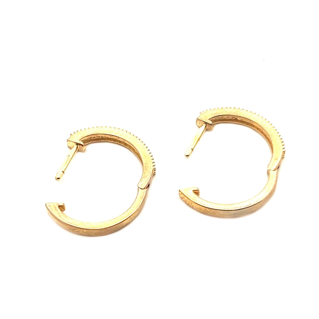 14K Yellow Gold Diamond Bead Hoop Earrings - Tivoli Jewelers