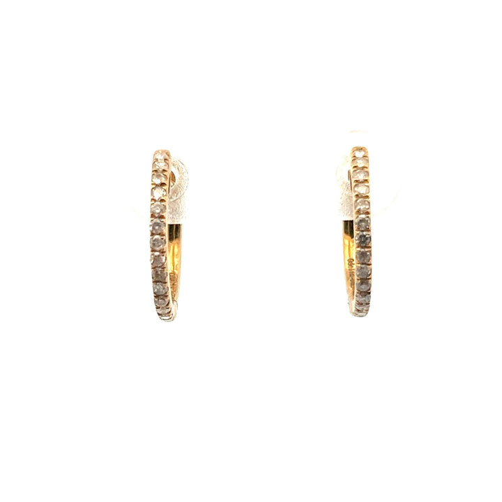 14K Yellow Gold Diamond Bead Hoop Earrings - Tivoli Jewelers