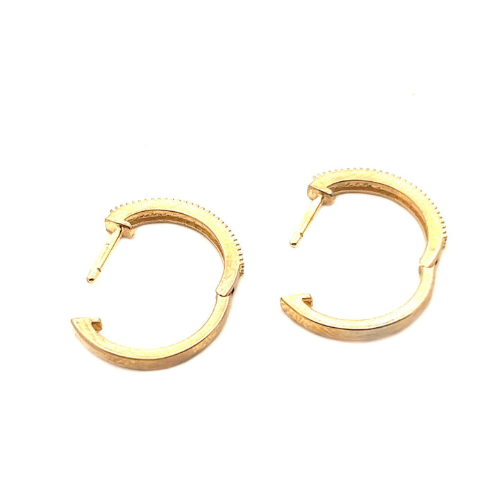 14K Yellow Gold Diamond Hoop Earrings - Tivoli Jewelers