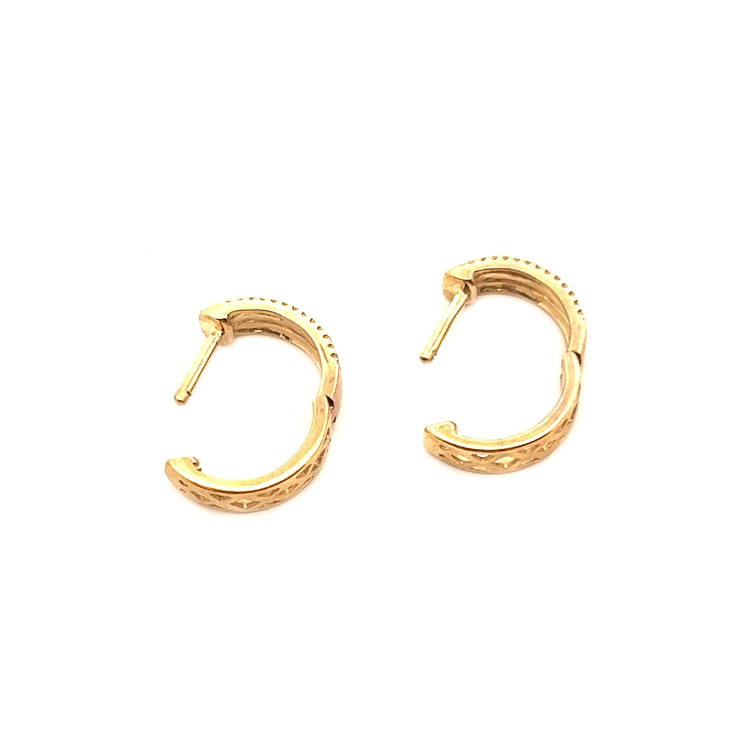 14K Yellow Gold Diamond Huggie Earrings - Tivoli Jewelers