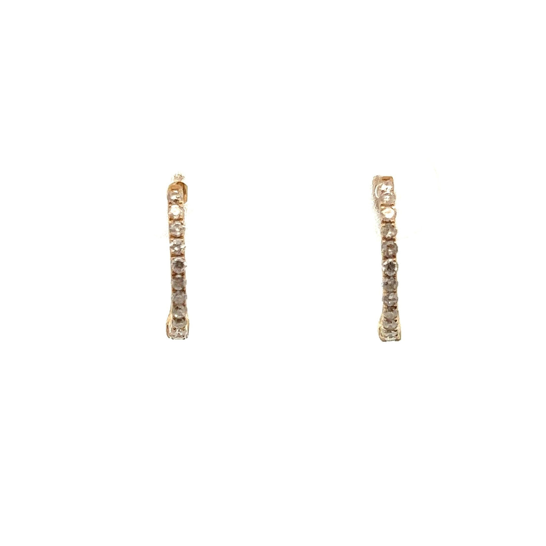 14K Yellow Gold Diamond Mini Hoop Earrings - Tivoli Jewelers