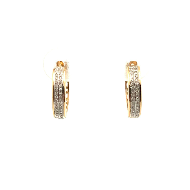 14K Yellow Gold Double Row Diamond Mini Huggie Earrings - Tivoli Jewelers
