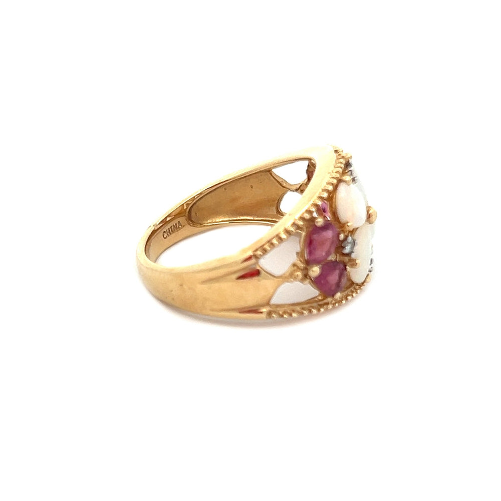 14K Yellow Gold Flower Opal Ring - Tivoli Jewelers