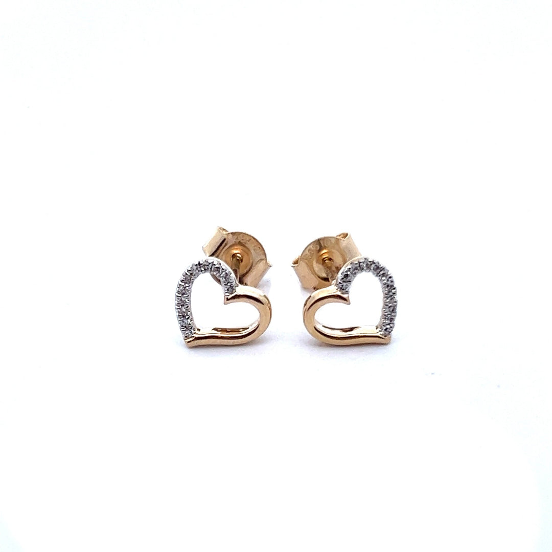 14K Yellow Gold Heart Diamond Earrings - Tivoli Jewelers