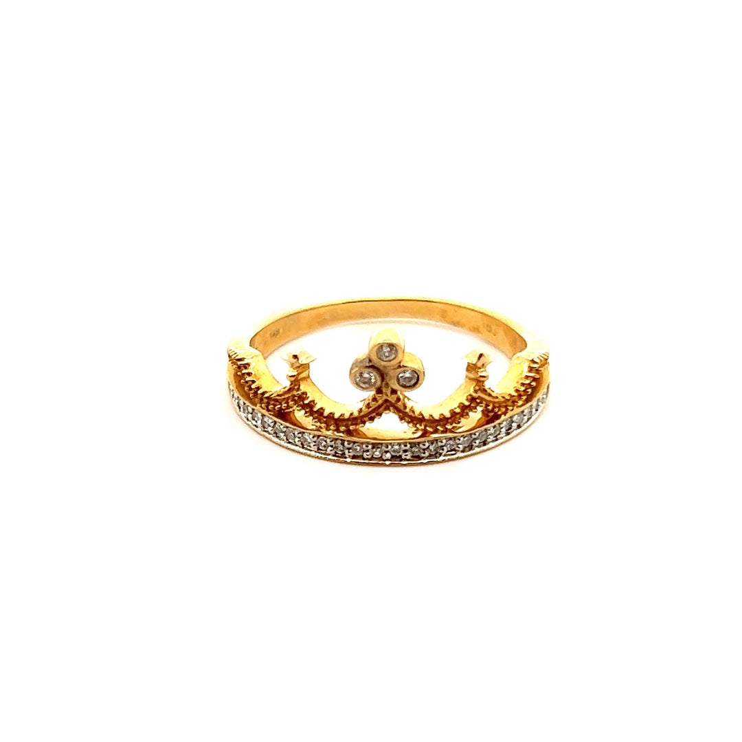 14K Yellow Gold Royal Crown Diamond Ring - Tivoli Jewelers