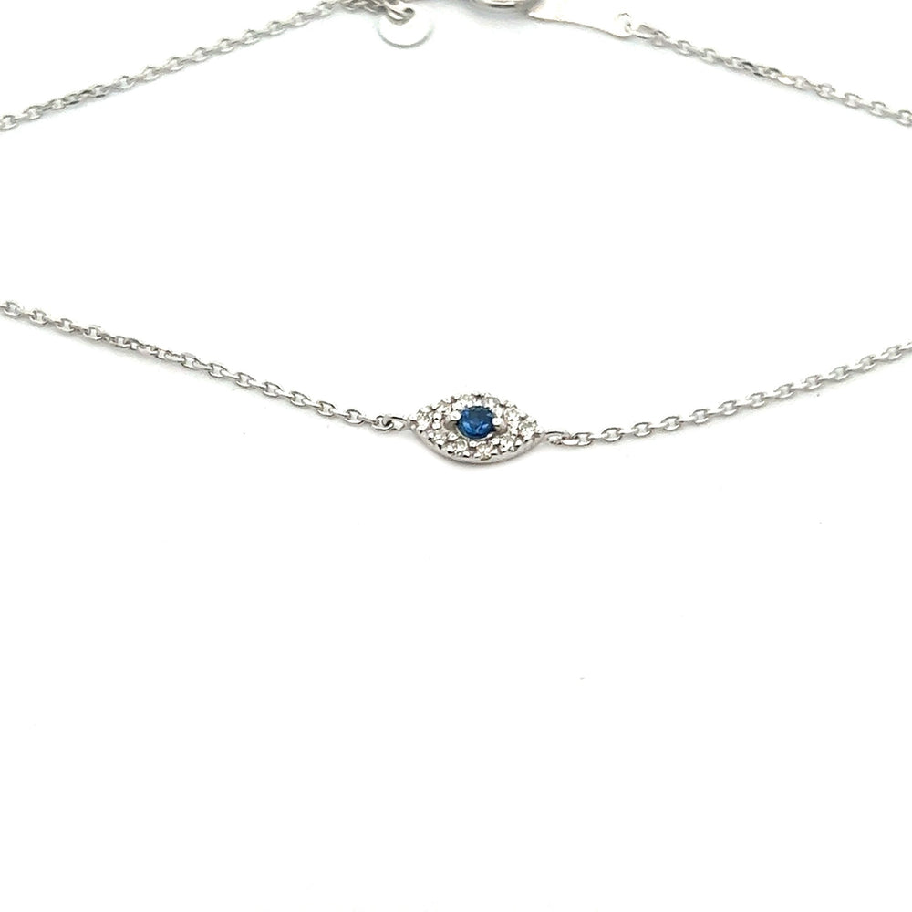 18K White Gold Blue Sapphire Evil Eye Bracelet - Tivoli Jewelers