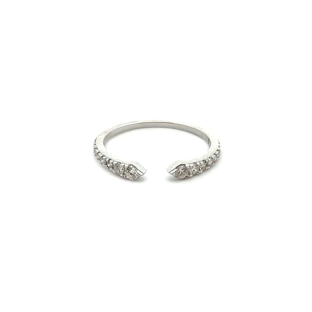 18K White Gold Chevron Diamond Ring - Tivoli Jewelers