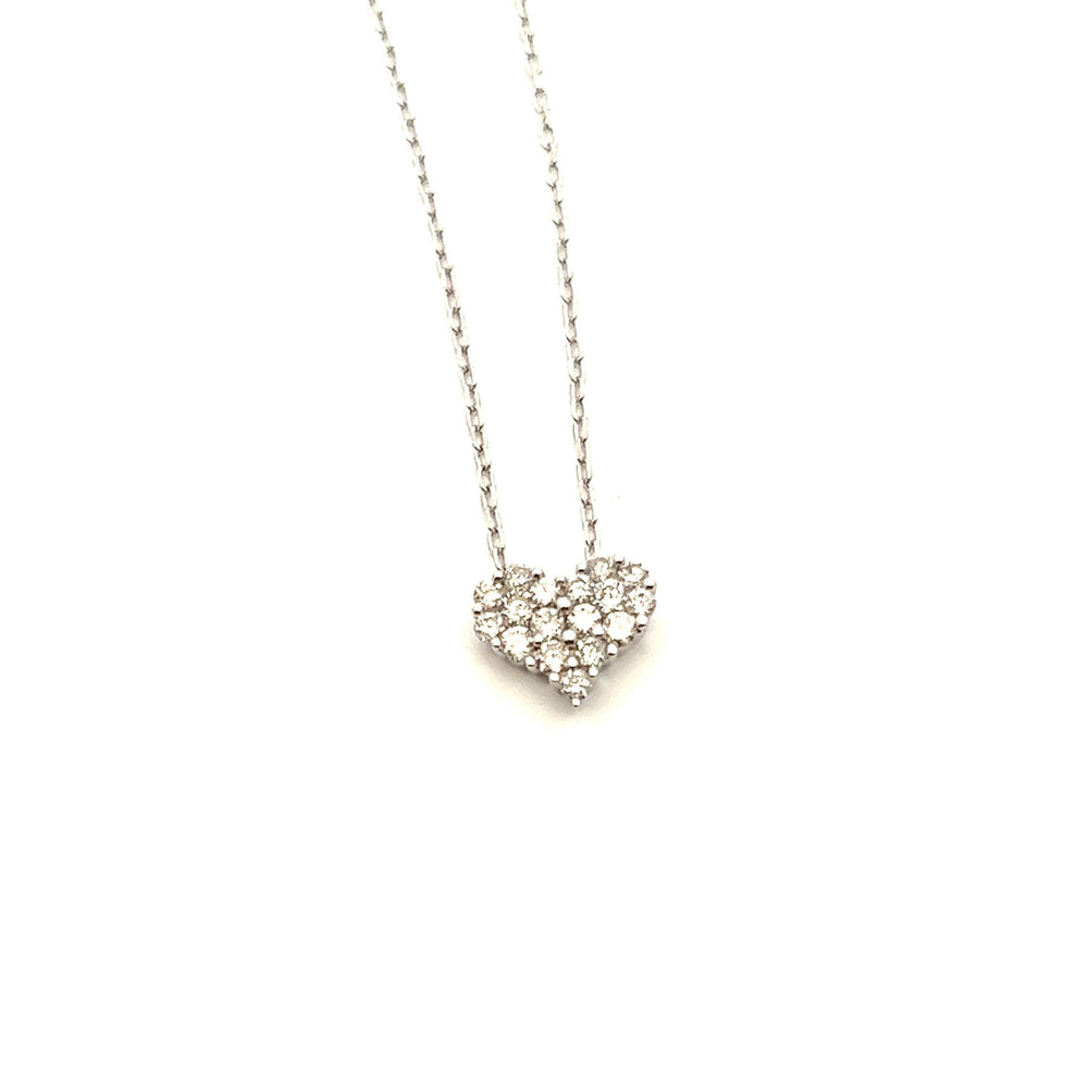 18K White Gold Dia Diamond Paved Heart Necklace - Tivoli Jewelers
