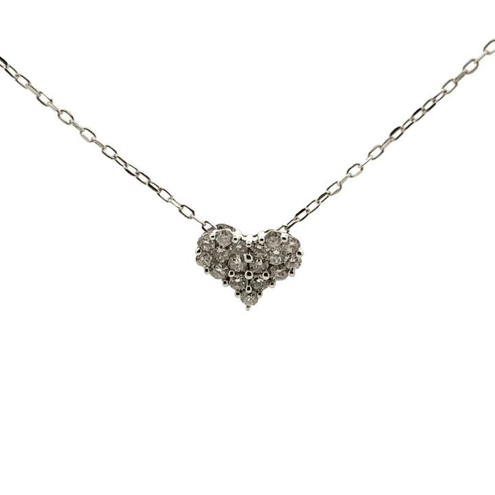 18K White Gold Dia Diamond Paved Heart Necklace - Tivoli Jewelers