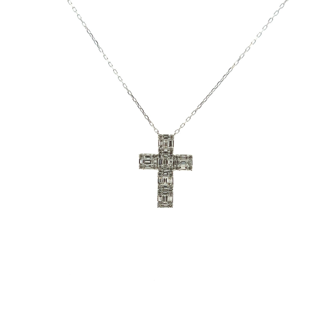 18K White Gold Diamond Cross Necklace - Tivoli Jewelers