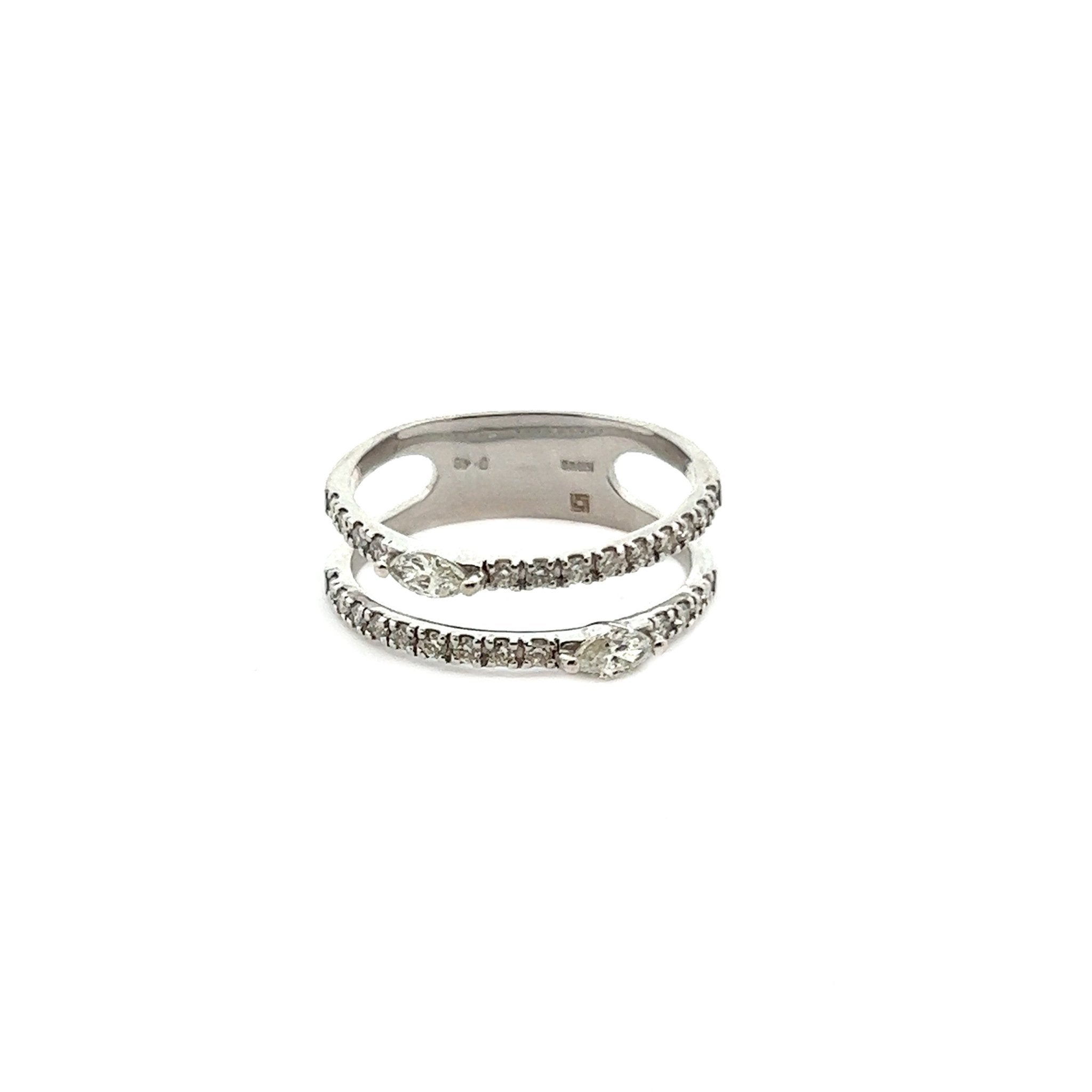 Trivol Rings 18K White Gold Double Diamond Open Ring – Tivoli Jewelers