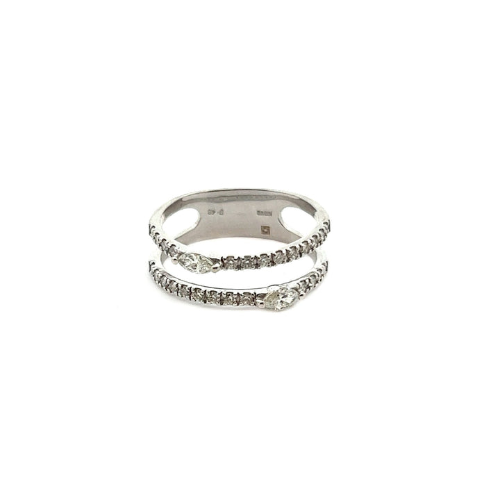 18K White Gold Double Diamond Open Ring - Tivoli Jewelers