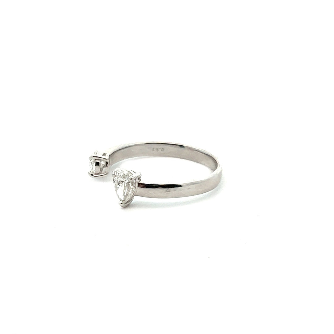 18K White Gold Open Dia Ring with Pear Diamonds - Tivoli Jewelers