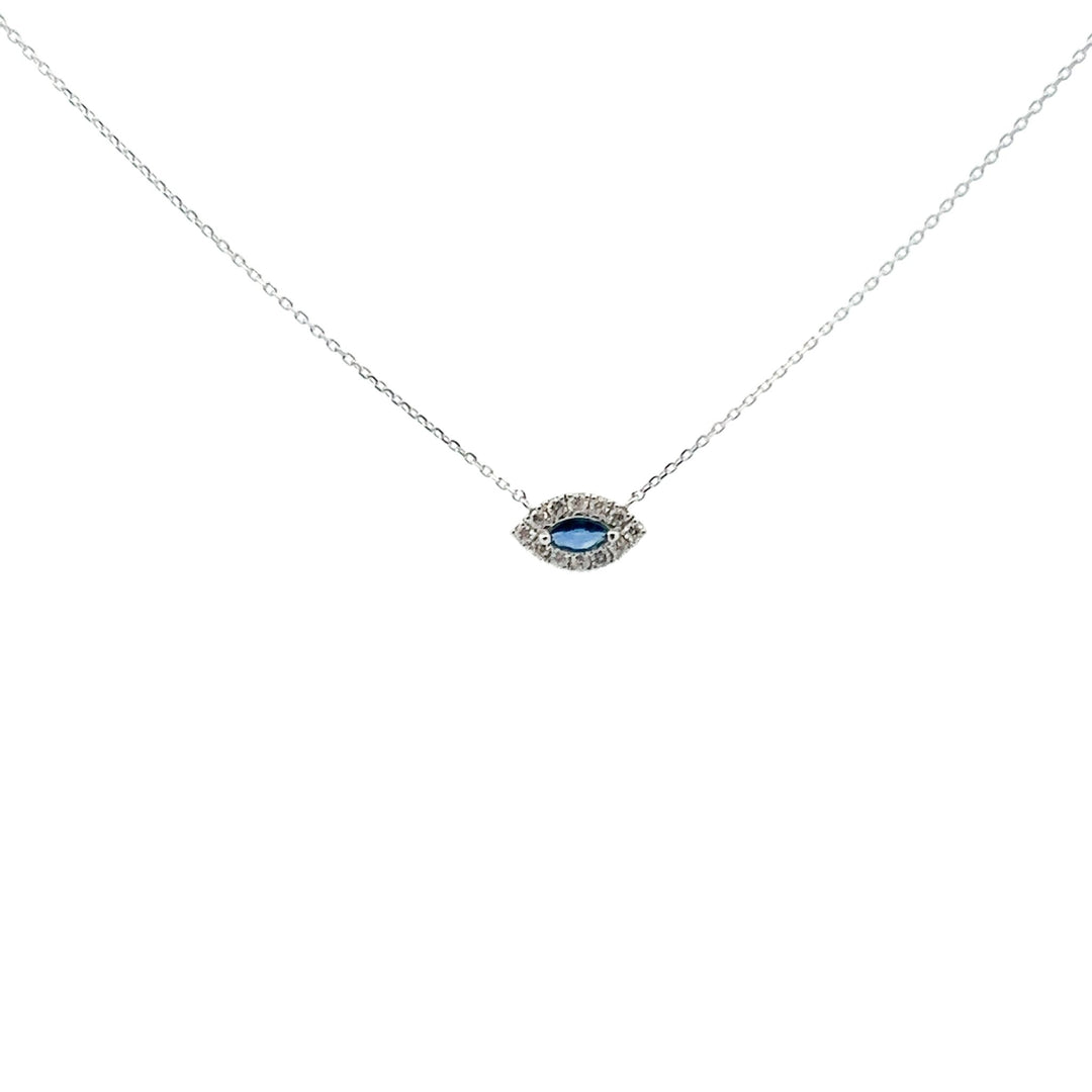 18K White Gold Sapphire and Diamond Evil Eye Necklace - Tivoli Jewelers