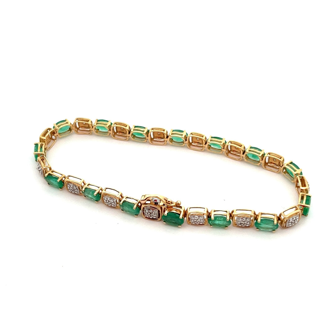 18k Yellow Gold Diamond and Emerald Tennis Bracelet - Tivoli Jewelers