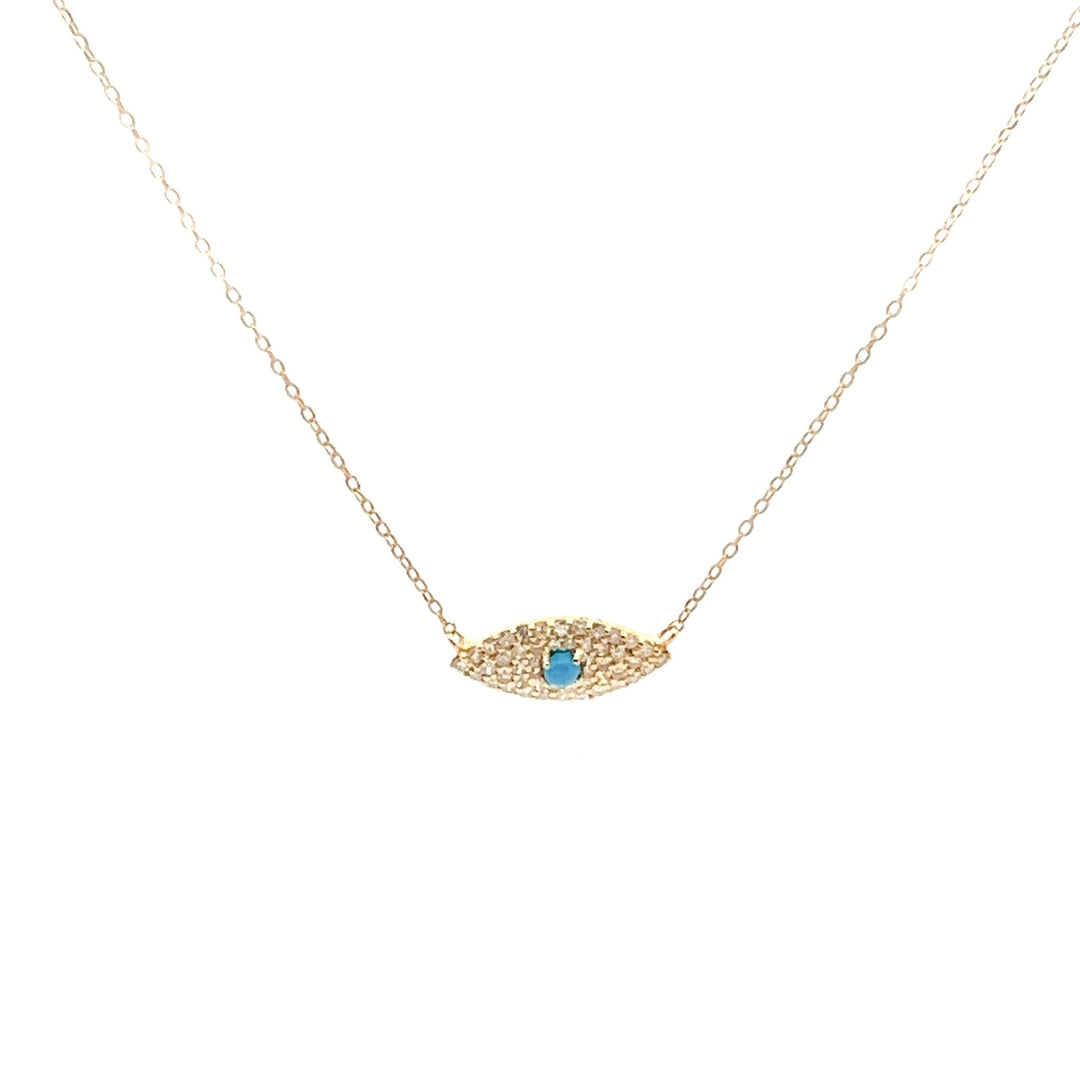 18K Yellow Gold Evil Eye Charm Necklace - Tivoli Jewelers