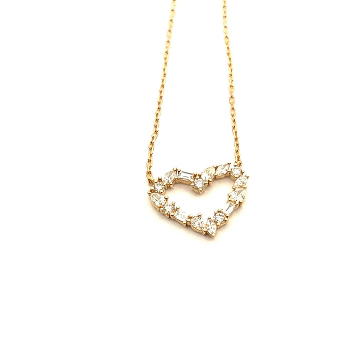 18K Yellow Gold Multi-Shape Heart Diamond Necklace - Tivoli Jewelers