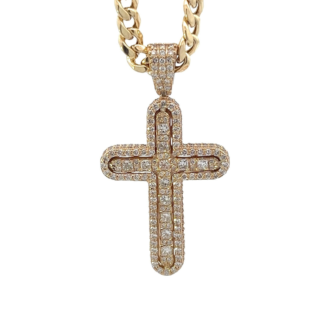 Diamond Cross 3.90 Carat LabGrown Diamond Cross Fourteen Karat Yellow Gold - Tivoli Jewelers