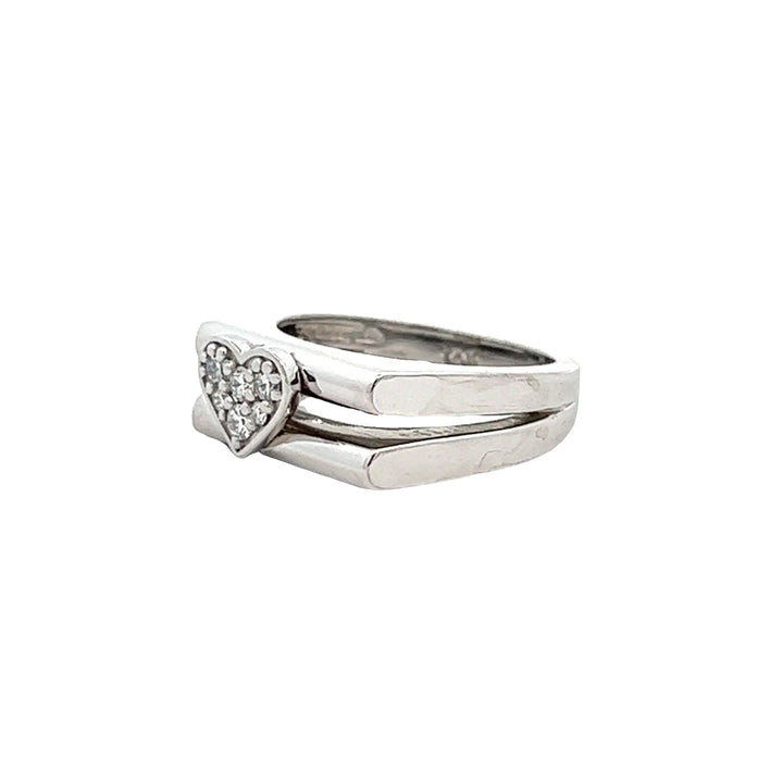 Double Bar Diamond Heart Ring Fourteen Karat White Gold - Tivoli Jewelers