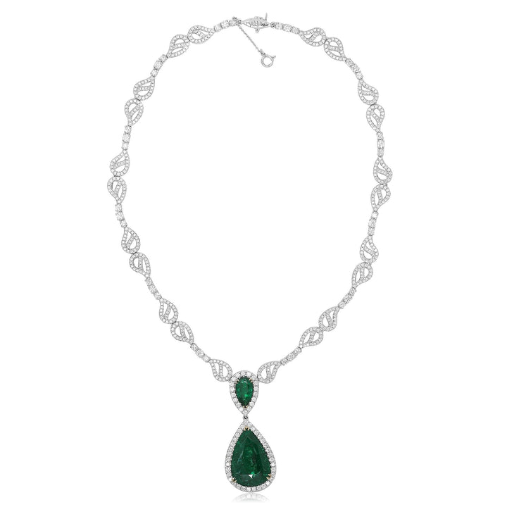 Double Pear Emerald & Diamond Necklace - Tivoli Jewelers