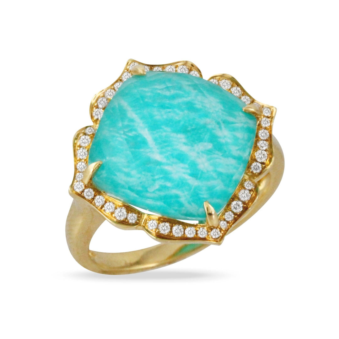 Doves Amazonite 18K Yellow Gold Ring - Tivoli Jewelers