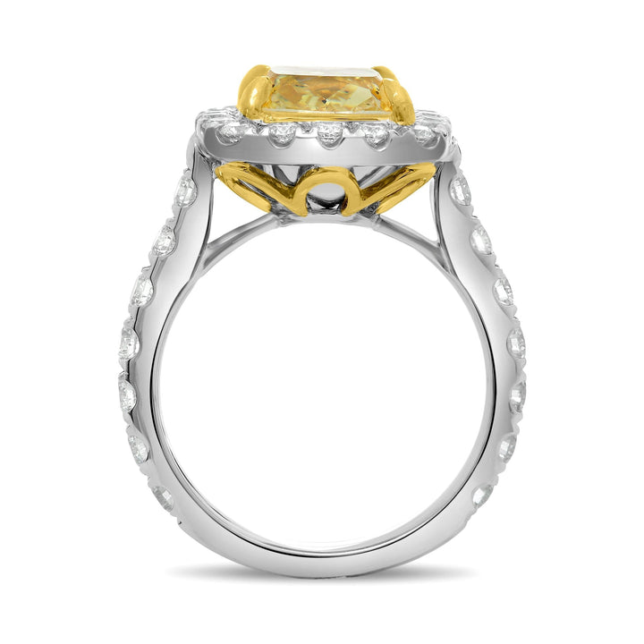 Trivol Rings Four Carat Cushion Cut Yellow Diamond Ring – Tivoli Jewelers
