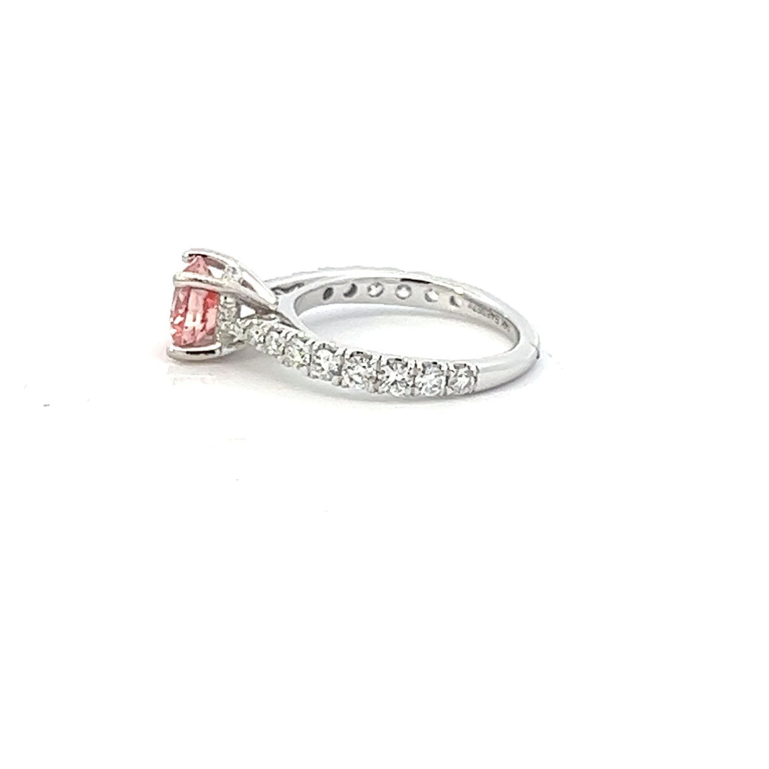Fourteen Karat White Gold Diamond Engagement ring with Lab Grown Pink Diamond - Tivoli Jewelers