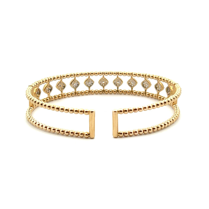 Gabriel & Co. 14K Gold Bujukan Cuff with Pave Diamonds - Tivoli Jewelers
