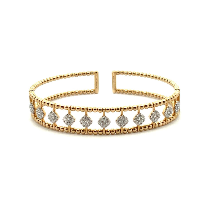Gabriel & Co. 14K Gold Bujukan Cuff with Pave Diamonds - Tivoli Jewelers