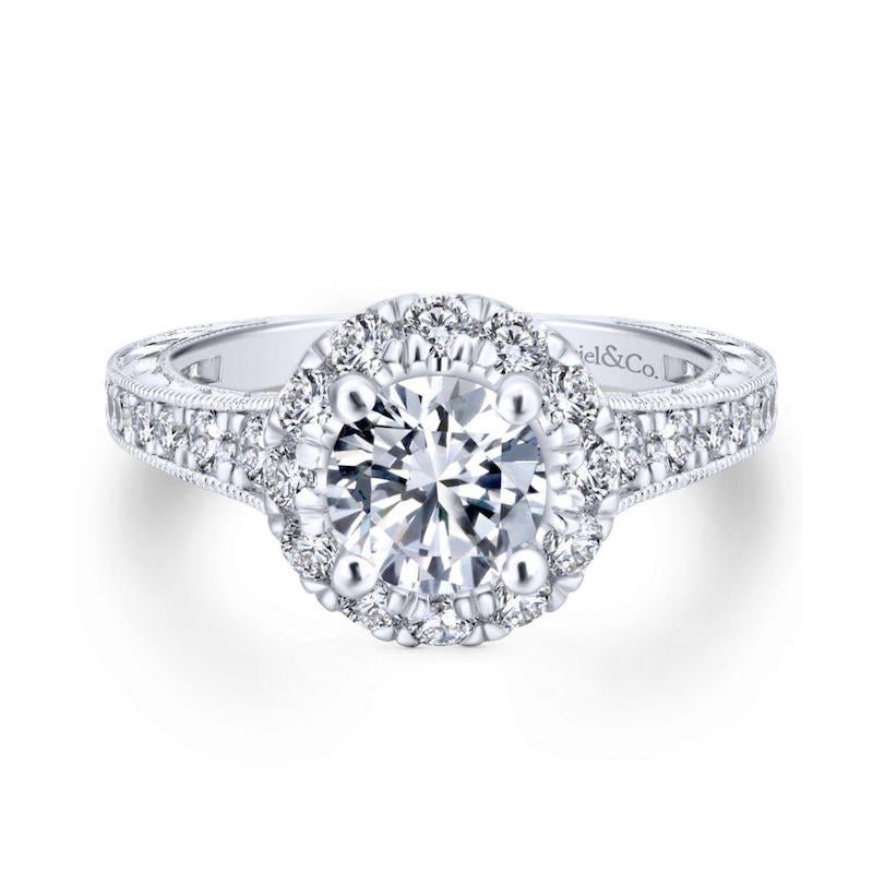 Gabriel & Co. 14k Two Tone Gold Blush Halo Engagement Ring - Tivoli Jewelers